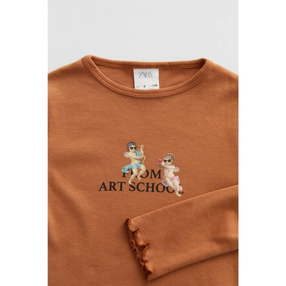 Zara 11/12 Art School Ribbed Teen T-Shirt - Picture 2 of 2